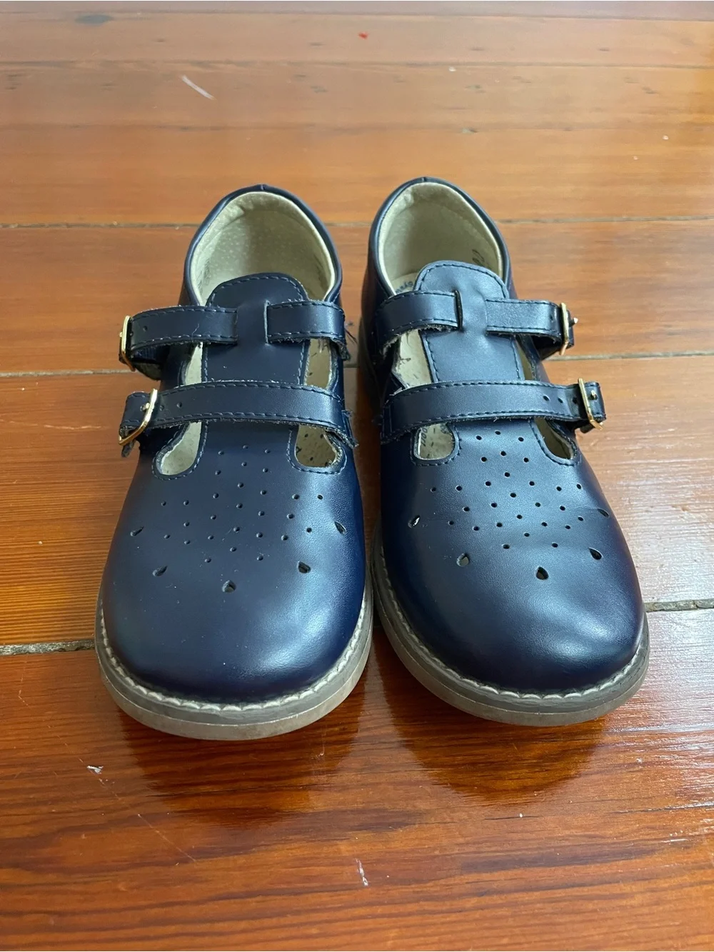 Footmates Danielle Navy Double Strap Mary Jane Shoes Size Girls 1 Wide 💛🎀